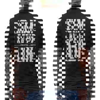 Scram Leave Her Alone Distressed Humor Men's Back Print T-Shirt - Monsterry