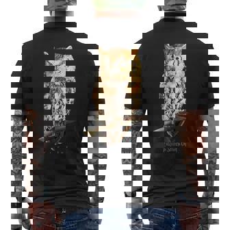 Screech Owl Graphic Birder Shirt Wildlife Bird Watching Men's Back Print T-Shirt - Monsterry