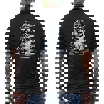 Seal With Sunglasses Sea Lion Men's Back Print T-Shirt - Monsterry