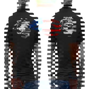 Sexy 4th Of July American Flag Lips Independence Day Premium Men's Back Print T-Shirt - Monsterry