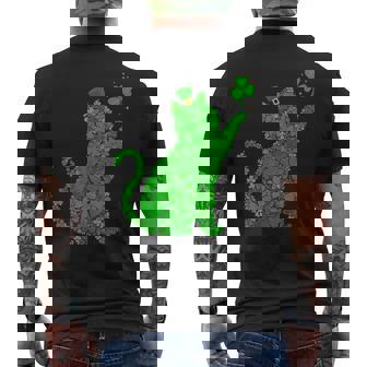 Shamrock Cat Graphic Saint Patrick Day Cat Men's Back Print T-Shirt - Monsterry