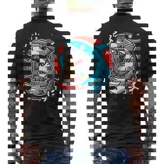 Shark Eating Ramen Kawaii Neko Japanese Noodles Men's Back Print T-Shirt - Monsterry
