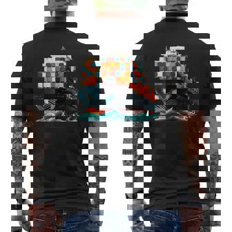 Ship Lovers With Cool Container Ship Tank Top Men's Back Print T-Shirt - Monsterry