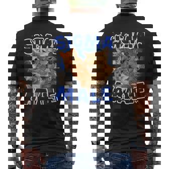 Sigma Male Brain Red Cat Ironic Meme T-Shirt mit Rückendruck - Geschenkecke