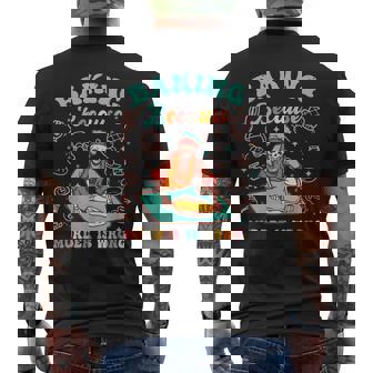 Skeleton Baker Quote Baking Because Murder Is Wrong Men's Back Print T-Shirt - Monsterry