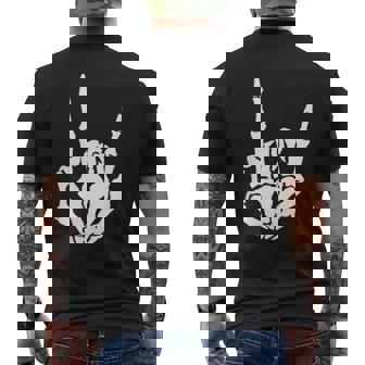 Skeleton Hand Devil Horns Rock Hand Gesture Men's Back Print T-Shirt - Monsterry