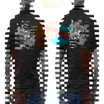 Skeleton Hand Peace Love-Crocs Family Xmas Pyjama Halloween Men's Back Print T-Shirt - Monsterry