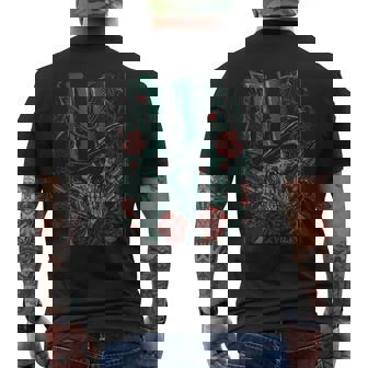 Skeleton Skull Red Rose Guns Top Hat Tank Top Men's Back Print T-Shirt - Monsterry