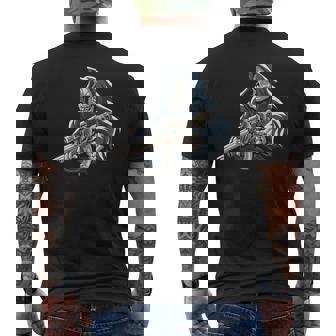 Skull Halloween Skeleton Gun Grim Reaper Sugar Skull Cool Premium Men's Back Print T-Shirt - Monsterry