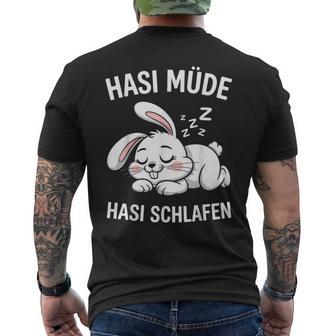 Sleeping Rabbit Hasi Tired Hasi Sleeping S T-Shirt mit Rückendruck - Geschenkecke