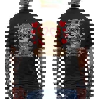 Sloth Heart Glasses Cute Valentines Day Sloth Animal Lover Men's Back Print T-Shirt - Monsterry