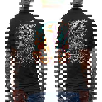 Smokin' Skeleton Guns And Ghouls Halloween Adults Costume Tank Top Men's Back Print T-Shirt - Monsterry