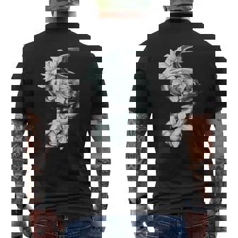 Snake And Flowers Novelty Design Flowers Reptile Scales Men's Back Print T-Shirt - Monsterry