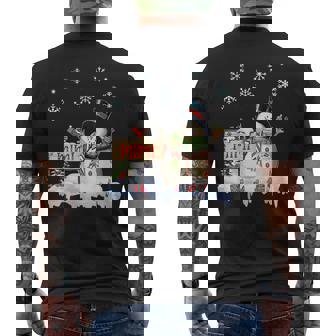 Snowman Mimi Freeze Christmas Party Xmas Men's Back Print T-Shirt - Monsterry