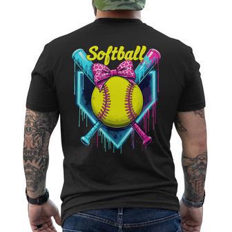 Softball Player Ice Cream Softball Drip Men's T-shirt Back Print - Thegiftio UK