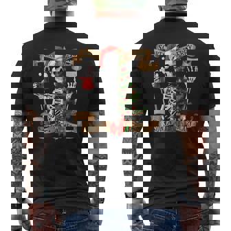 Sorta Merry Sorta Scary Christmas Skeleton Tree Men Men's Back Print T-Shirt - Monsterry