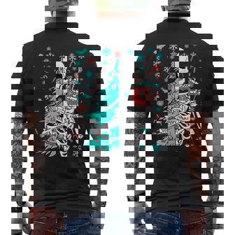 Sorta Merry Sorta Scary Christmas Skeleton Tree Santa Men's Back Print T-Shirt - Monsterry