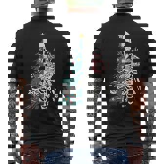 Sorta Scary Merry Sorta Christmas Skeleton Tree Santa Men's Back Print T-Shirt - Monsterry