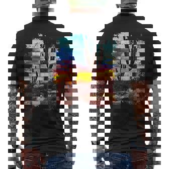 Southwest Desert Cactus Vintage Sunset Scene 80's Western Men's Back Print T-Shirt - Monsterry