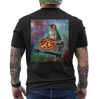 Space Galaxy Universe Cat Pizza Dj Cute Cosmic T-Shirt mit Rückendruck - Geschenkecke