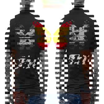 Spain Butterfly Flag España Pride Spanish Roots Men's Back Print T-Shirt - Monsterry