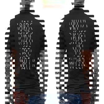 Speed Walking World's Okayest Speed Walker Men's Back Print T-Shirt - Monsterry