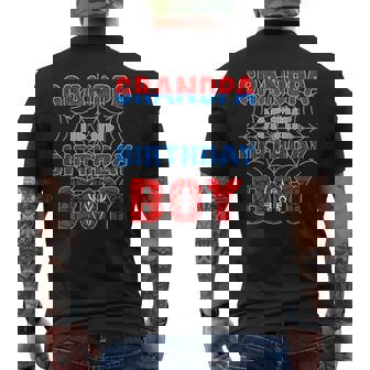 Spider Web Birthday Party Grandpa Of The Birthday Boy Men's T-shirt Back Print - Monsterry