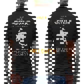 Have A Spooktacular Halloween Cartoon Ghost Spooky Men's Back Print T-Shirt - Monsterry