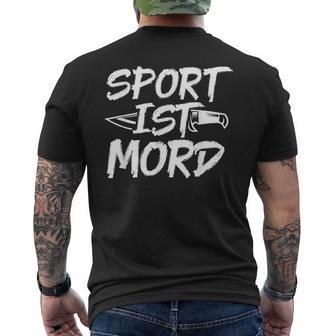 Sport Ist Mord Anti Unsporty Knife Lazy Retro T-Shirt mit Rückendruck - Geschenkecke