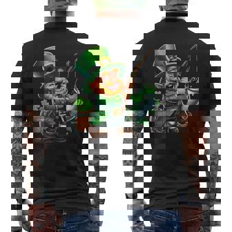 St Patricks Day Fishermen Fishing Shamrock Irish Leprechaun Men's Back Print T-Shirt - Monsterry