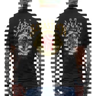 St Sebastian Patron Saint Of Sports Athletes Boxing Glove Men's Back Print T-Shirt - Monsterry