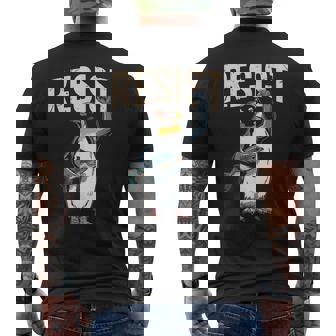I Stand With Penguin Resist Penguins Protest Against Tariffs Men's T-shirt Back Print - Monsterry