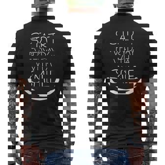Start Everyday With A Smile Helping Positive Attitude Phrase Men's Back Print T-Shirt - Monsterry