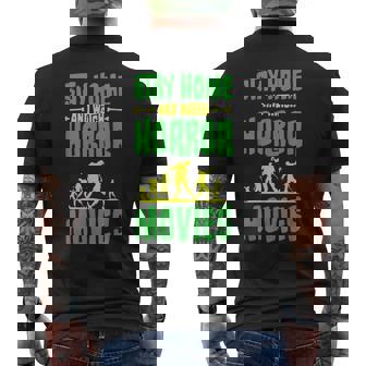 Stay Home And Watch Horror Movies Men's Back Print T-Shirt - Monsterry