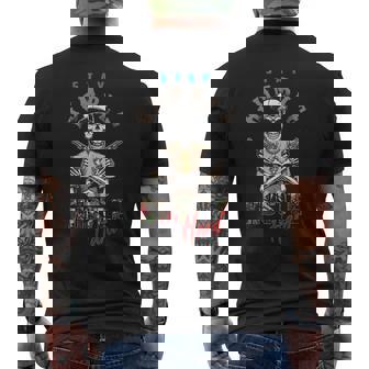 Stay Humble Skeleton With Guns Retro Tees Outfit Men's Back Print T-Shirt - Monsterry