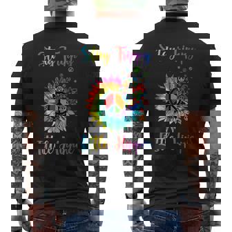 Stay Trippy Little Hippie Tie Dye Sunflower Peace Sign Men's Back Print T-Shirt - Monsterry