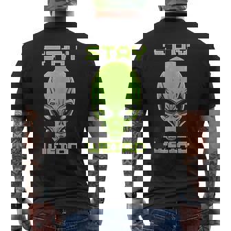 Stay Weird Colorful Alien Head UFO Human Festival Costume Tank Top Men's Back Print T-Shirt - Monsterry