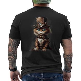 Steam Punk Portrait Cat Kitten Steampunk Sci-Fi Character T-Shirt mit Rückendruck - Geschenkecke