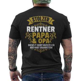 Stolzer Pensioner Papa Grandpa Retirement Pension T-Shirt mit Rückendruck - Geschenkecke