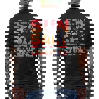 Sun Salt Sand Beach Lover Summer Vacation Palm Tree Men's Back Print T-Shirt - Monsterry