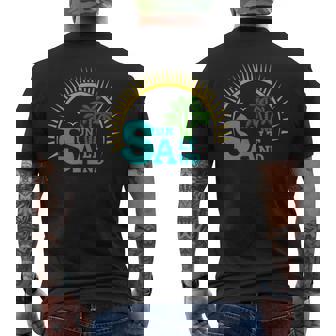 Sun Salt Sand Beach Palm Tree Summer Vacation Men's Back Print T-Shirt - Monsterry