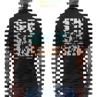 Sun Salt Sand Summer Retro Colourful Happy Holiday Palm Trees Men's Back Print T-Shirt - Monsterry