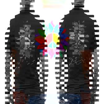 Sunflower Flower Rainbow Peace Sign World Retro Hippie 70s Men's Back Print T-Shirt - Monsterry