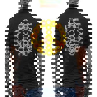 Sunflowers Peace Sign 60s 70s Love Kindness Yellow Sunflower Men's Back Print T-Shirt - Monsterry