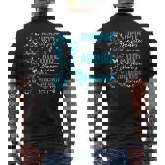 Support The Fighters Sexual Assault Awareness Teal Ribbon Men's T-shirt Back Print - Seseable