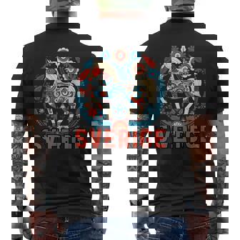 Swedish Dala Horse Scandinavian Traditions Sverige Sweden Men's Back Print T-Shirt - Monsterry