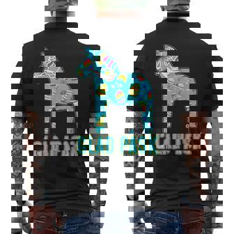 Swedish Easter Graphic Dala Horse Glad Pask Easter Egg Men's Back Print T-Shirt - Monsterry