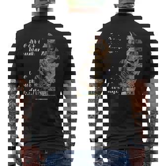 Tabby Cat Inspirational Quote Gray Kitty Graphic Men's Back Print T-Shirt - Monsterry