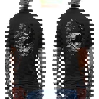 Taoism Symbol On And Nature Taijitu Yin Yang Men's Back Print T-Shirt - Monsterry