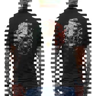 Taoism Yin Yang Cherry Blossom On Taijitu Yin Yang Men's Back Print T-Shirt - Monsterry